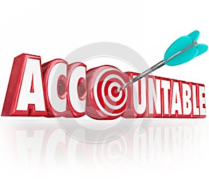 Accountable Word 3d Letters Arrow Target Responsibility