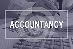 Accountancy concept. Accountant working with report.