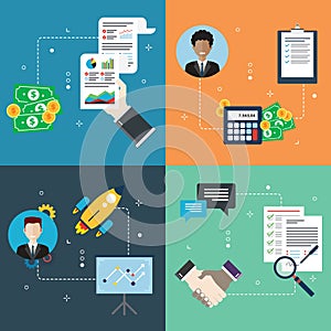 Accountancy, finance, calculating, tax, startup and business icons