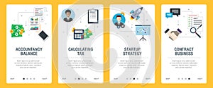 Accountancy, finance, calculating, tax, startup and business icons