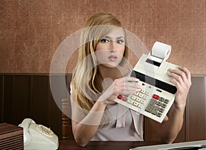 Accountant retro secretary vintage calculator