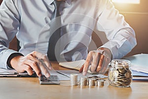 accountant saving money. concept accounting photo