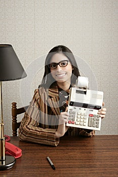 Accountant secretary retro woman vintage office