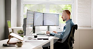 Accountant Using E Invoice Software At Computer