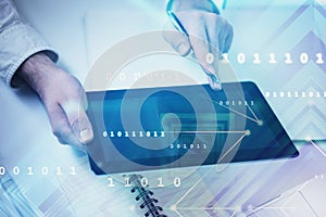 Accountant at workplace, network interface