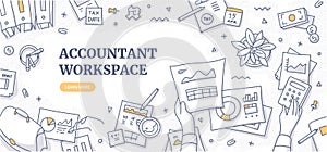 Accountant Workspace Doodle Concept