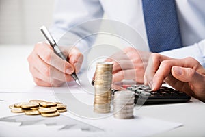 Accountants calculating profit