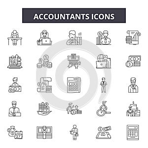 Accountants line icons, signs, vector set, outline illustration concept