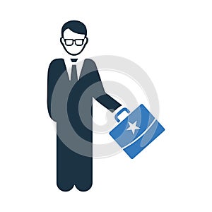 Accounted, male figure, gentleman icon. Simple editable vector illustration