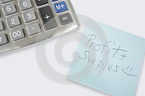 Accounting add number surplus calculator calculation concept