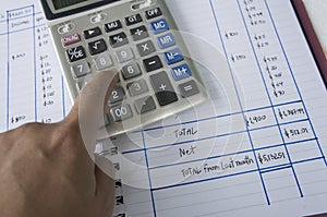 Accounting add number surplus calculator calculation concept