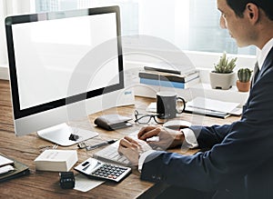 Accounting Analysis Digital Devices Workspace Concept