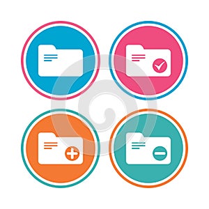 Accounting binders icons. Add document symbol.