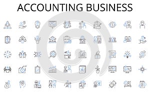 Accounting business line icons collection. Atoms, Elements, Molecules, Reactions, Bonding, Acids, Bases vector and