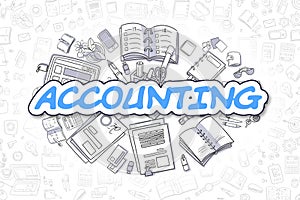 Accounting - Cartoon Blue Word. Business Concept.