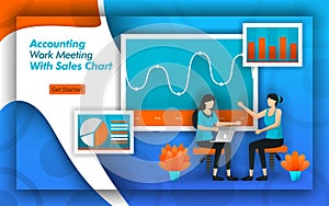 Accounting companies provide accounting work meeting services with sales chart for the accuracy of data with certified bookkeeper.