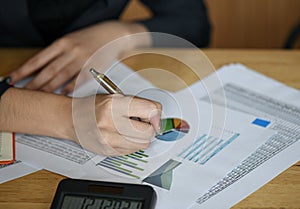 Accounting concept,Accounting staff is summarizing the company budget