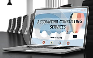 Accounting Consulting Services on Laptop in Meeting Room. 3D.