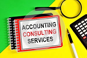 Accounting consulting services. Text label in the planning Notepad.