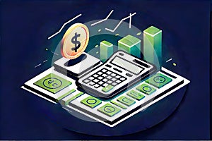 Accounting with debits and credits 3D Illustratio