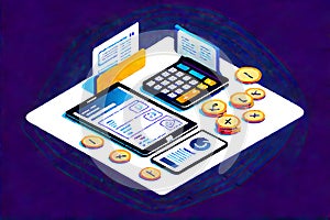 Accounting with debits and credits 3D Illustratio