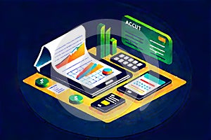 Accounting with debits and credits 3D Illustratio