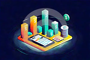 Accounting with debits and credits 3D Illustration