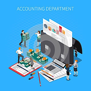 Accounting Department Isometric Composition