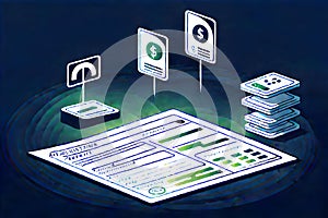 Accounting finance debits and credits 3D Illustration