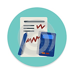 Accounting flat icon. Round colorful button, circular vector sign.