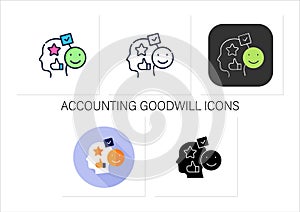 Accounting goodwill icons set