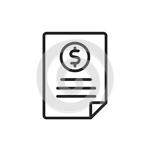 Accounting Invoice, icon in line design. Accounting, invoice, billing, financial, payment, receipt, statement on white photo