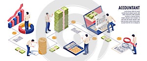 Accounting Isometric Infographic Flowchart