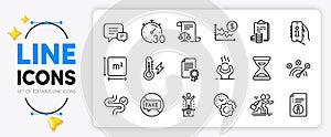 Accounting, Legal documents and Support line icons. For web app. Vector