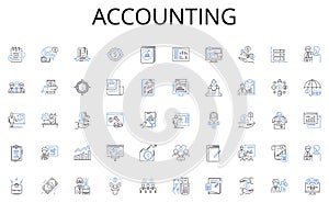 Accounting line icons collection. Ambition, Aspiration, Clarity, Commitment, Dedication, Direction, Drive vector and