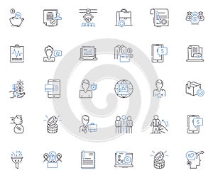 Accounting line icons collection. Audit, Balance, Bookkeeping, Capital, Cash, Credit, Deductions vector and linear