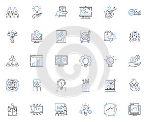 Accounting principles line icons collection. Accuracy, Balance, Consistency, Debit, Equity, Financial, Gaap vector and