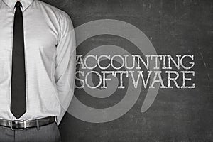 Accounting software text on blackboard