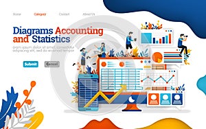Accounting and Statistics Diagram. increase business performance with good accounting. Vector flat illustration concept, can use f