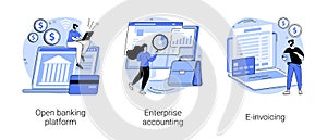 IT accounting system abstract concept vector illustrations.