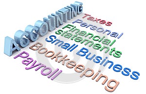 Accounting tax payroll services words