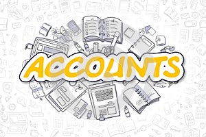 Accounts - Cartoon Yellow Text. Business Concept.