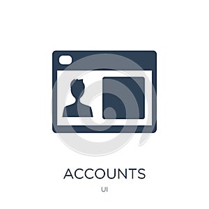 accounts icon in trendy design style. accounts icon isolated on white background. accounts vector icon simple and modern flat