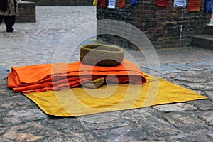 Accouterments of a Tibetan monk photo