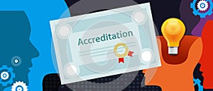Accreditation authorized organization business certificate paper with stamp photo