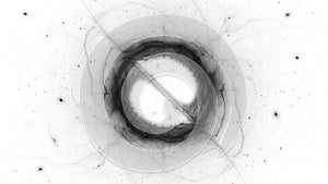 Accretion disk with dark matter and energy black and white photo