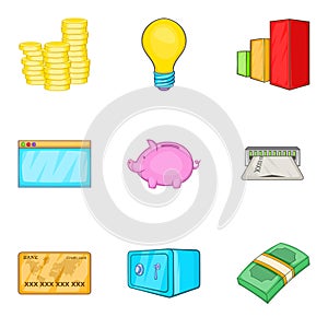 Accrual icons set, cartoon style