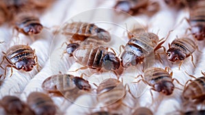 An accumulation of noxious, leeching adult bedbugs, larvae and