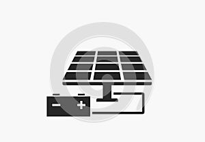 Accumulation solar energy icon. solar panel and accumulator. sustainable, renewable and alternative energy symbol