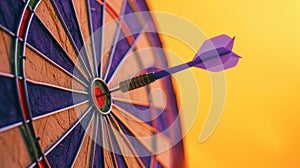 Accurate Dart Hits Bullseye, Close-Up Image of Precise Targeting